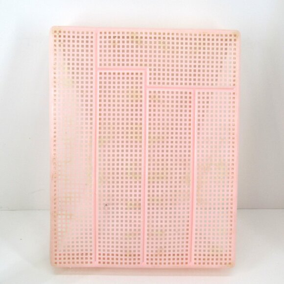 Vintage Pink Plastic Waffle Weave Silverware Drawer 5 Slot Utensil Tray - Picture 6 of 7